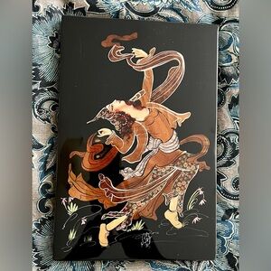 Persian Marquetry Wooden Moaragh miniature Lacquer Inlay wall art